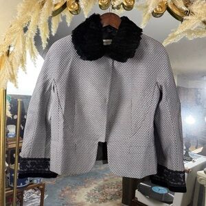 Emporio Armani Made in Italy Women’s Long Sleeve Blazer with Faux Fur Collar